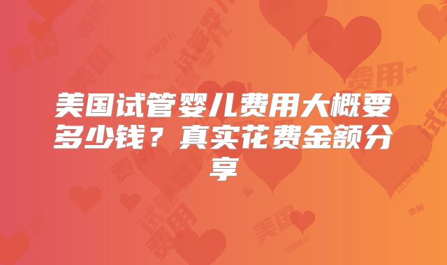美国试管婴儿费用大概要多少钱？真实花费金额分享
