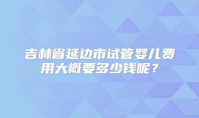 吉林省延边市试管婴儿费用大概要多少钱呢？