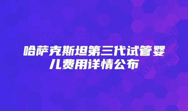 哈萨克斯坦第三代试管婴儿费用详情公布