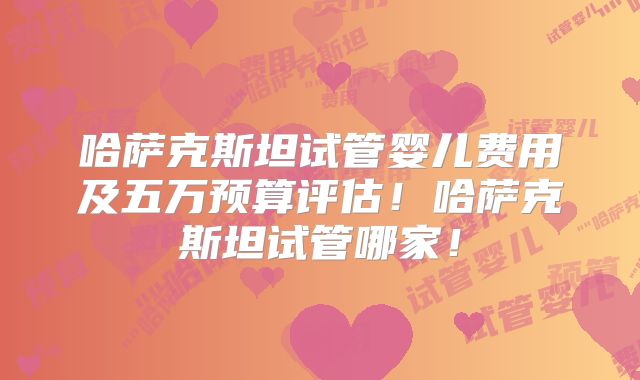 哈萨克斯坦试管婴儿费用及五万预算评估！哈萨克斯坦试管哪家！