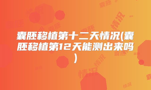 囊胚移植第十二天情况(囊胚移植第12天能测出来吗)