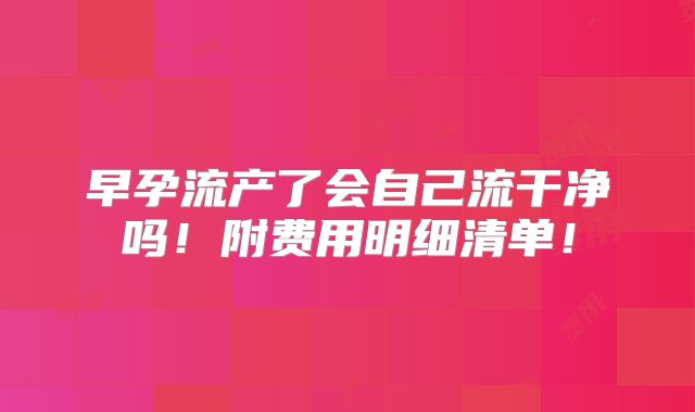 早孕流产了会自己流干净吗！附费用明细清单！
