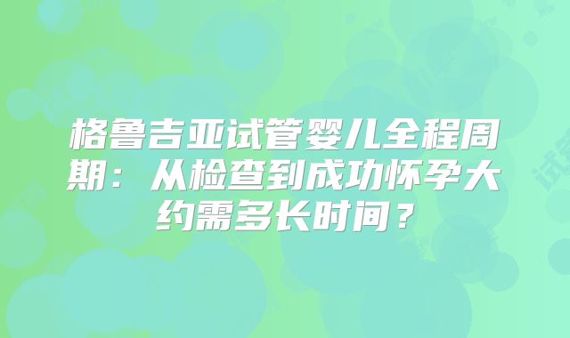 格鲁吉亚试管婴儿全程周期：从检查到成功怀孕大约需多长时间？