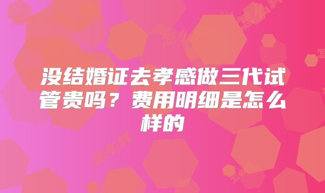 没结婚证去孝感做三代试管贵吗？费用明细是怎么样的