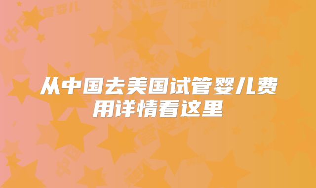 从中国去美国试管婴儿费用详情看这里