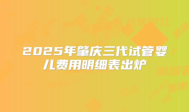 2025年肇庆三代试管婴儿费用明细表出炉