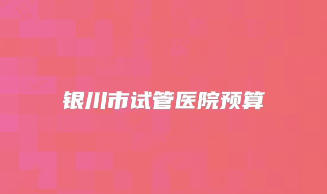 银川市试管医院预算