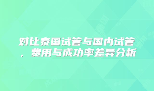 对比泰国试管与国内试管，费用与成功率差异分析