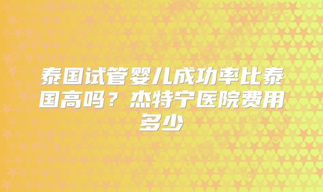 泰国试管婴儿成功率比泰国高吗？杰特宁医院费用多少