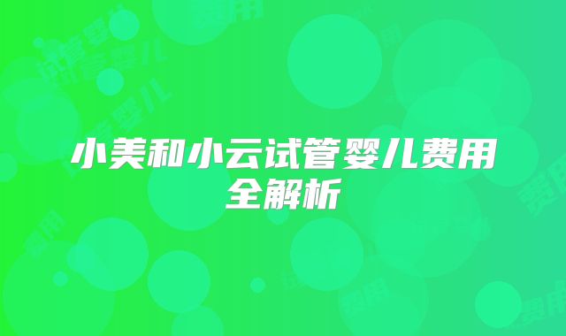 小美和小云试管婴儿费用全解析