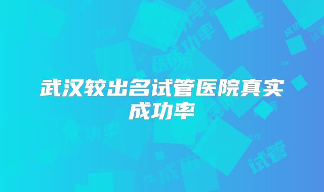 武汉较出名试管医院真实成功率
