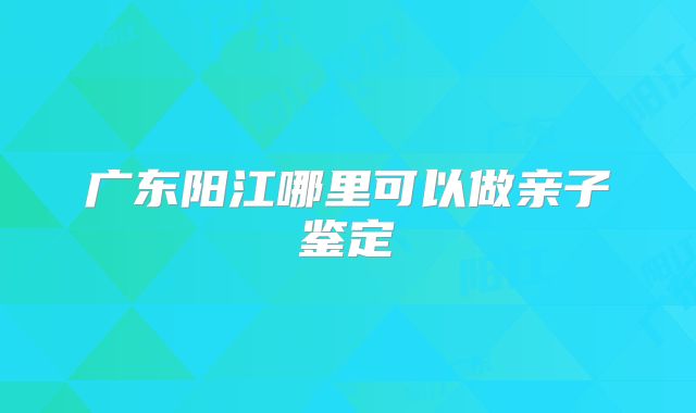 广东阳江哪里可以做亲子鉴定
