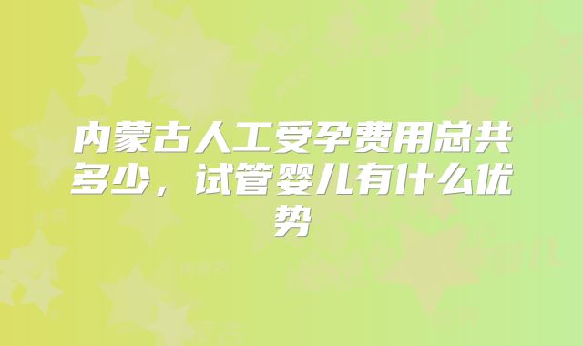 内蒙古人工受孕费用总共多少，试管婴儿有什么优势