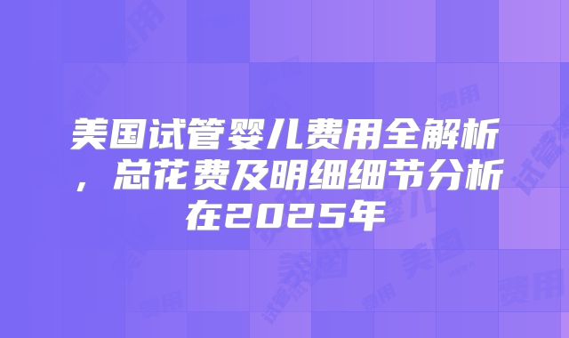 美国试管婴儿费用全解析，总花费及明细细节分析在2025年