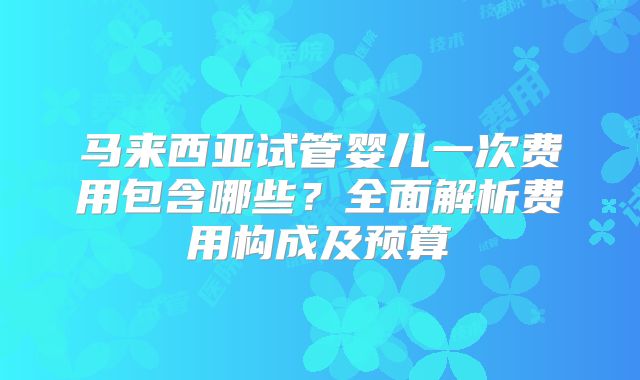 马来西亚试管婴儿一次费用包含哪些？全面解析费用构成及预算
