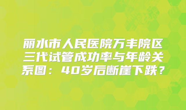 丽水市人民医院万丰院区三代试管成功率与年龄关系图：40岁后断崖下跌？