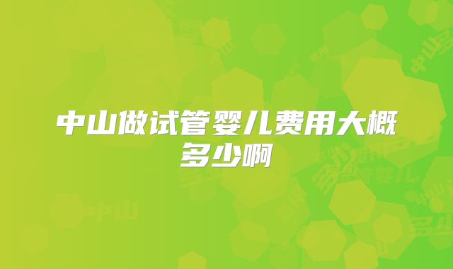 中山做试管婴儿费用大概多少啊