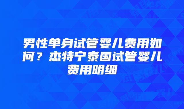 男性单身试管婴儿费用如何？杰特宁泰国试管婴儿费用明细