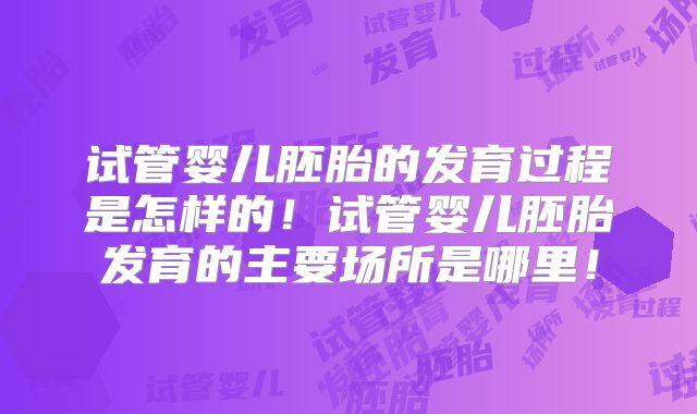 试管婴儿胚胎的发育过程是怎样的！试管婴儿胚胎发育的主要场所是哪里！