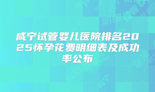 咸宁试管婴儿医院排名2025怀孕花费明细表及成功率公布