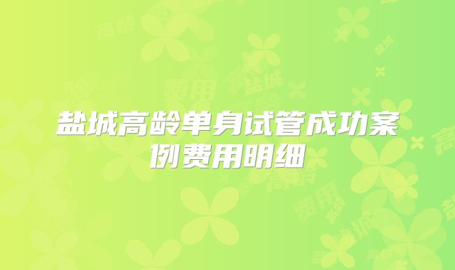 盐城高龄单身试管成功案例费用明细