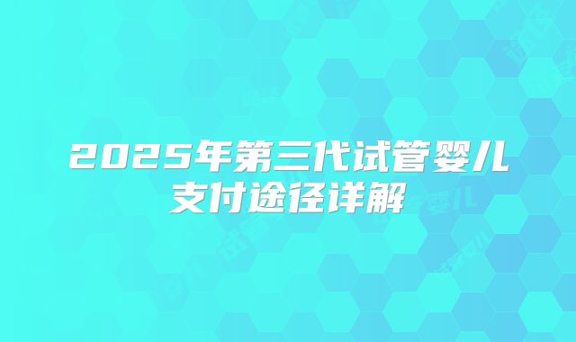 2025年第三代试管婴儿支付途径详解