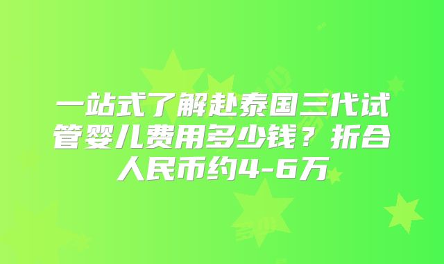 一站式了解赴泰国三代试管婴儿费用多少钱?折合人民币约4-6万