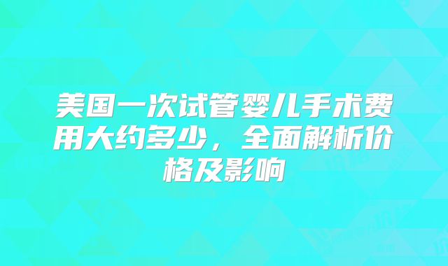 美国一次试管婴儿手术费用大约多少，全面解析价格及影响