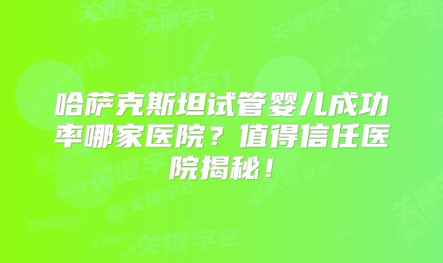 哈萨克斯坦试管婴儿成功率哪家医院？值得信任医院揭秘！