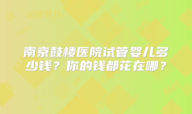 南京鼓楼医院试管婴儿多少钱?你的钱都花在哪?