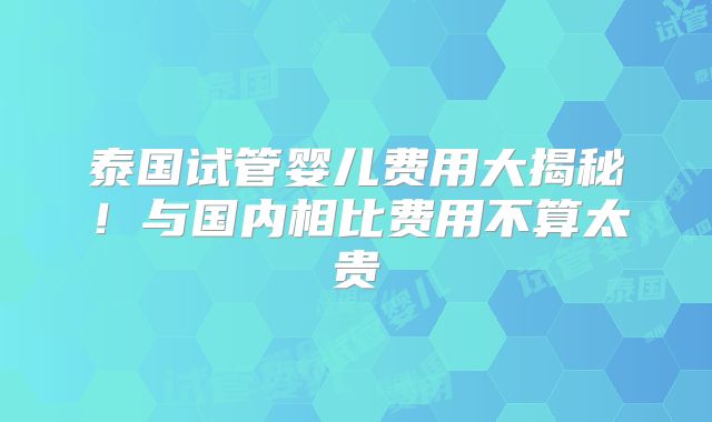 泰国试管婴儿费用大揭秘！与国内相比费用不算太贵