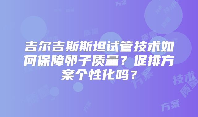 吉尔吉斯斯坦试管技术如何保障卵子质量？促排方案个性化吗？