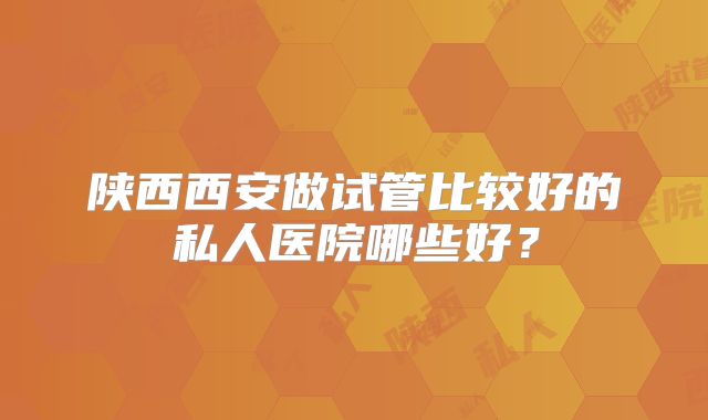 陕西西安做试管比较好的私人医院哪些好？