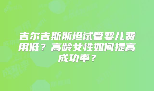 吉尔吉斯斯坦试管婴儿费用低？高龄女性如何提高成功率？