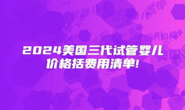 2024美国三代试管婴儿价格括费用清单!