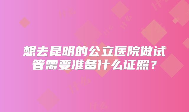 想去昆明的公立医院做试管需要准备什么证照？
