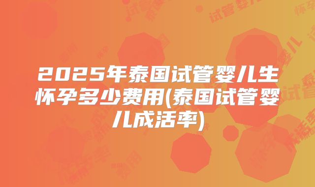 2025年泰国试管婴儿生怀孕多少费用(泰国试管婴儿成活率)