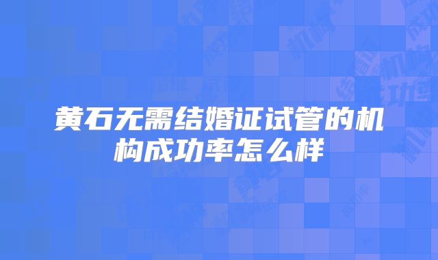 黄石无需结婚证试管的机构成功率怎么样