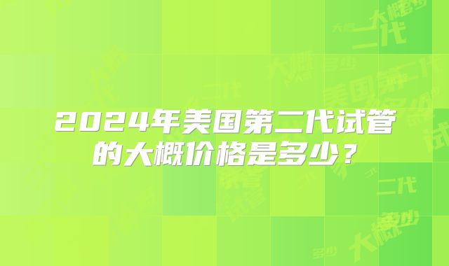 2024年美国第二代试管的大概价格是多少？