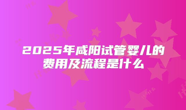 2025年咸阳试管婴儿的费用及流程是什么