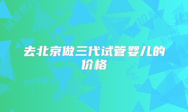 去北京做三代试管婴儿的价格