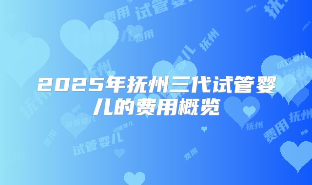 2025年抚州三代试管婴儿的费用概览