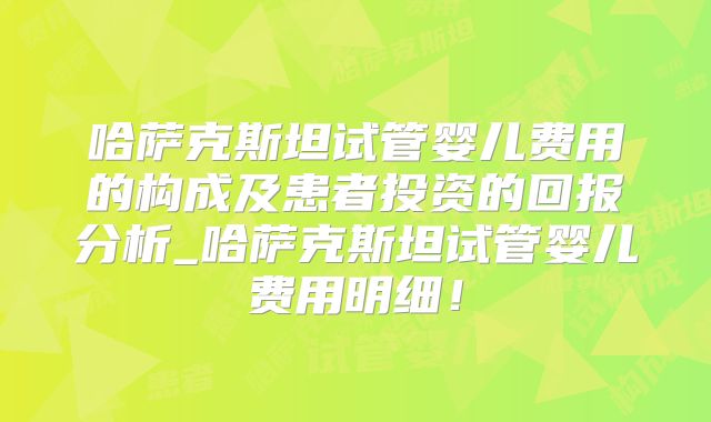 哈萨克斯坦试管婴儿费用的构成及患者投资的回报分析_哈萨克斯坦试管婴儿费用明细！