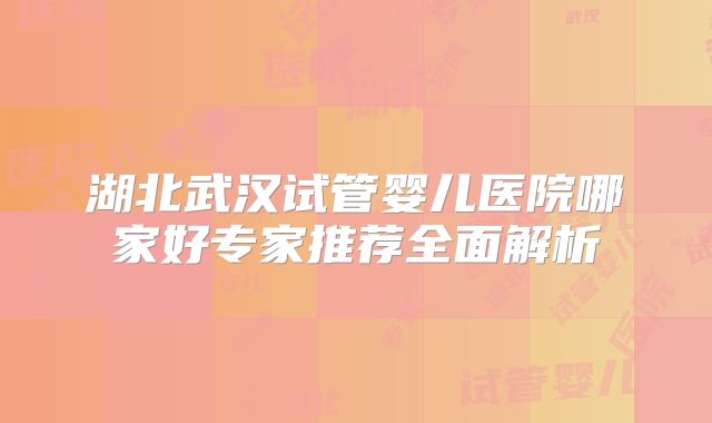 湖北武汉试管婴儿医院哪家好专家推荐全面解析