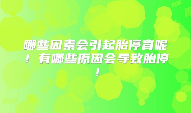 哪些因素会引起胎停育呢！有哪些原因会导致胎停！