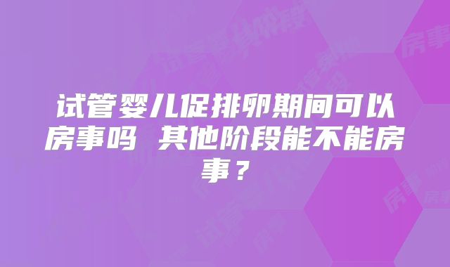 试管婴儿促排卵期间可以房事吗 其他阶段能不能房事？