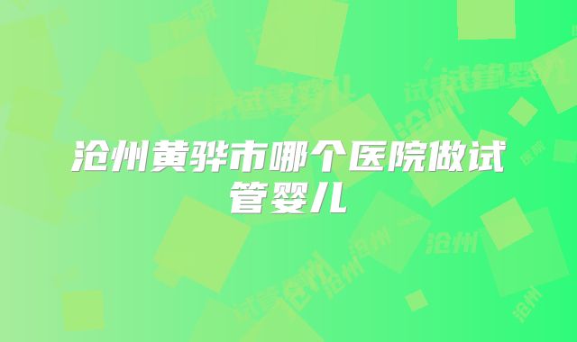 沧州黄骅市哪个医院做试管婴儿