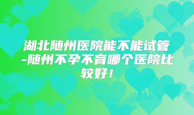 湖北随州医院能不能试管-随州不孕不育哪个医院比较好！