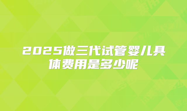 2025做三代试管婴儿具体费用是多少呢