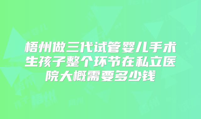 梧州做三代试管婴儿手术生孩子整个环节在私立医院大概需要多少钱